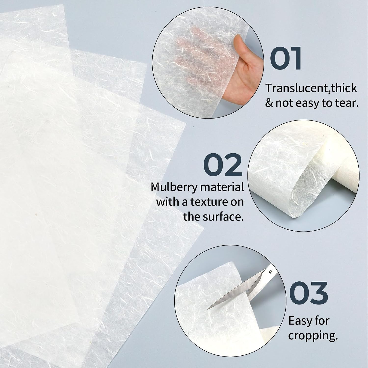 50/100 Sheets FIVEIZERO A4 Mulberry Paper Sheets Natural Fiber Rice Papers.8.3x11.7in Natural Decoupage Tissue Paper for Writing Painting. Decorative &Card Making Papers DIY Craft - Image 2