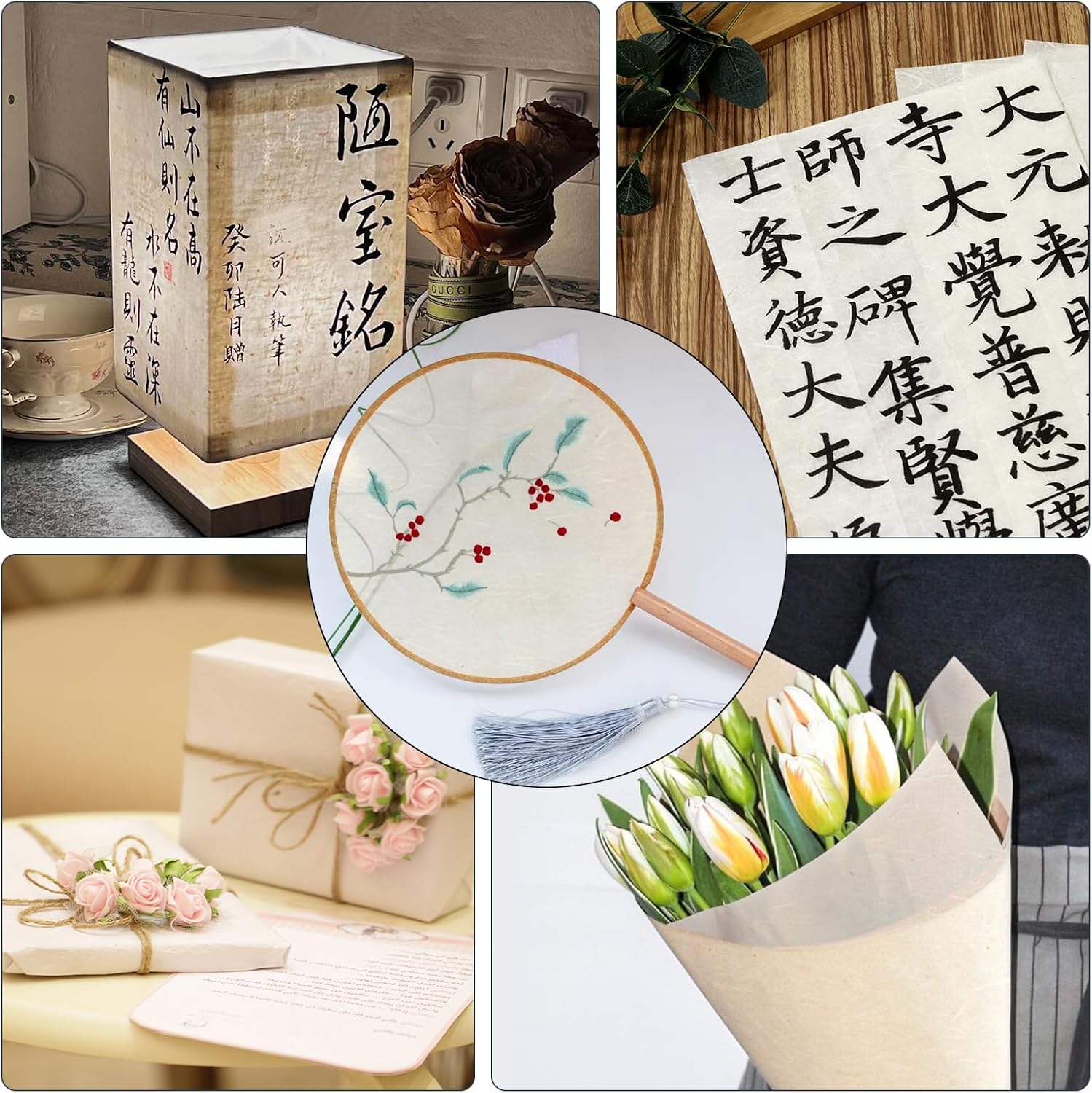 50/100 Sheets FIVEIZERO A4 Mulberry Paper Sheets Natural Fiber Rice Papers.8.3x11.7in Natural Decoupage Tissue Paper for Writing Painting. Decorative &Card Making Papers DIY Craft - Image 5